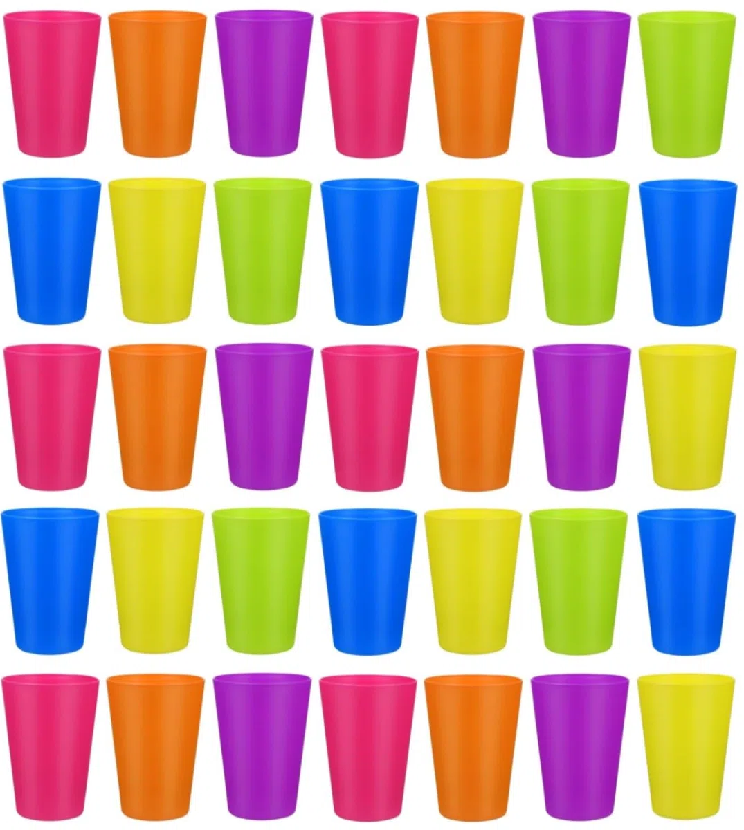 KAHEIGN 36 Piezas Vasos de Plástico Reutilizables, 250ml Vasos de Plástico para Niños Vasos Duraderos para Cocina Exterior Fiestas Picnics Barbacoa Viajes (6 Colores Brillantes)