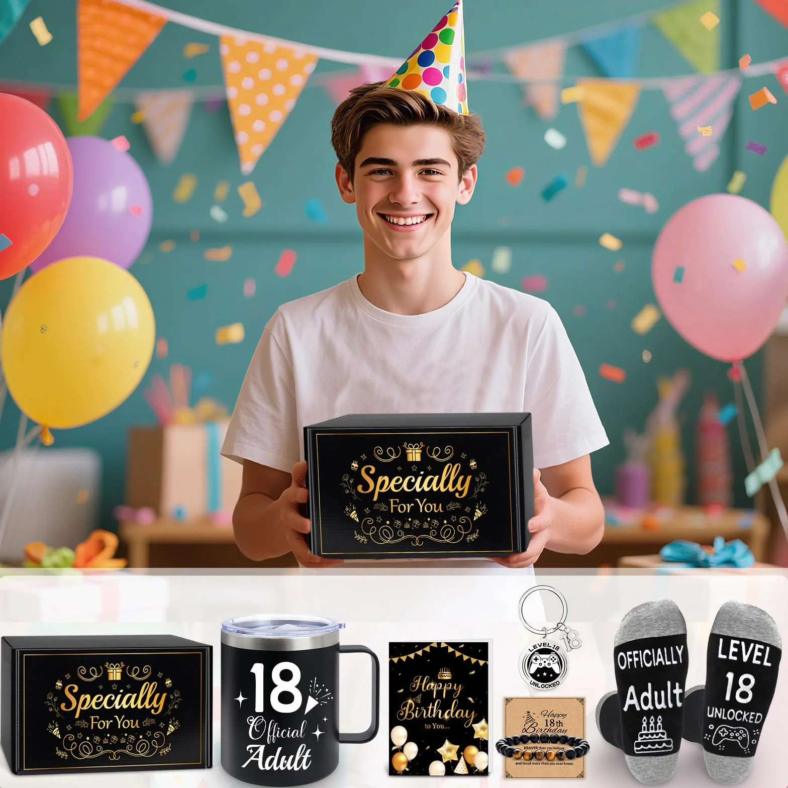 MOTONG Ideas de regalo de cumpleaños para chicos de 18 años, cestas de regalo divertidas y únicas para chicos adolescentes de 18 años, regalo de dieciocho años para chicos, hijo, nieto, sobrino, amigo