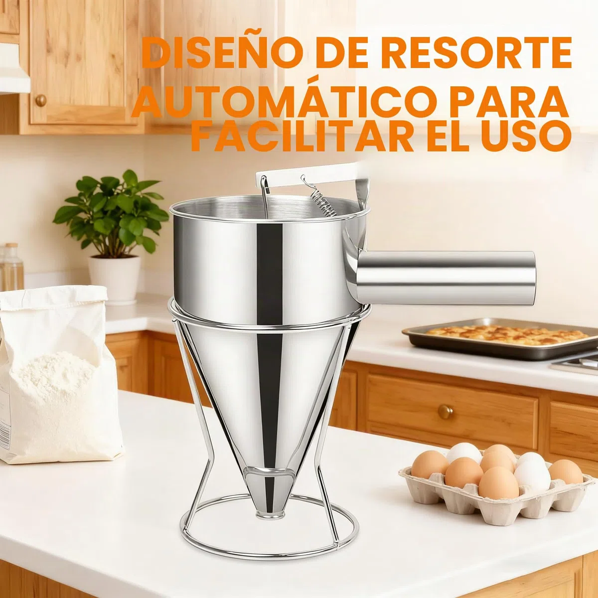 Dispensador de Panqueques 1200ml Dispensador de Masa Acero Inoxidable para Gofres Magdalenas Panqueques Crepes
