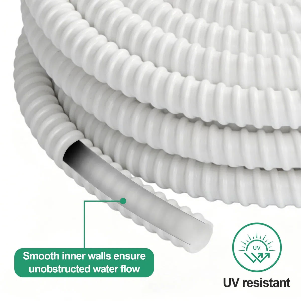 CPROSP Tubo Desague Aire Acondicionado Ø16mm (5m) de PVC, Manguera de Condensado para aire Acondicionado, Resistente a los Rayos UV, Flexible y Cortable a Medida