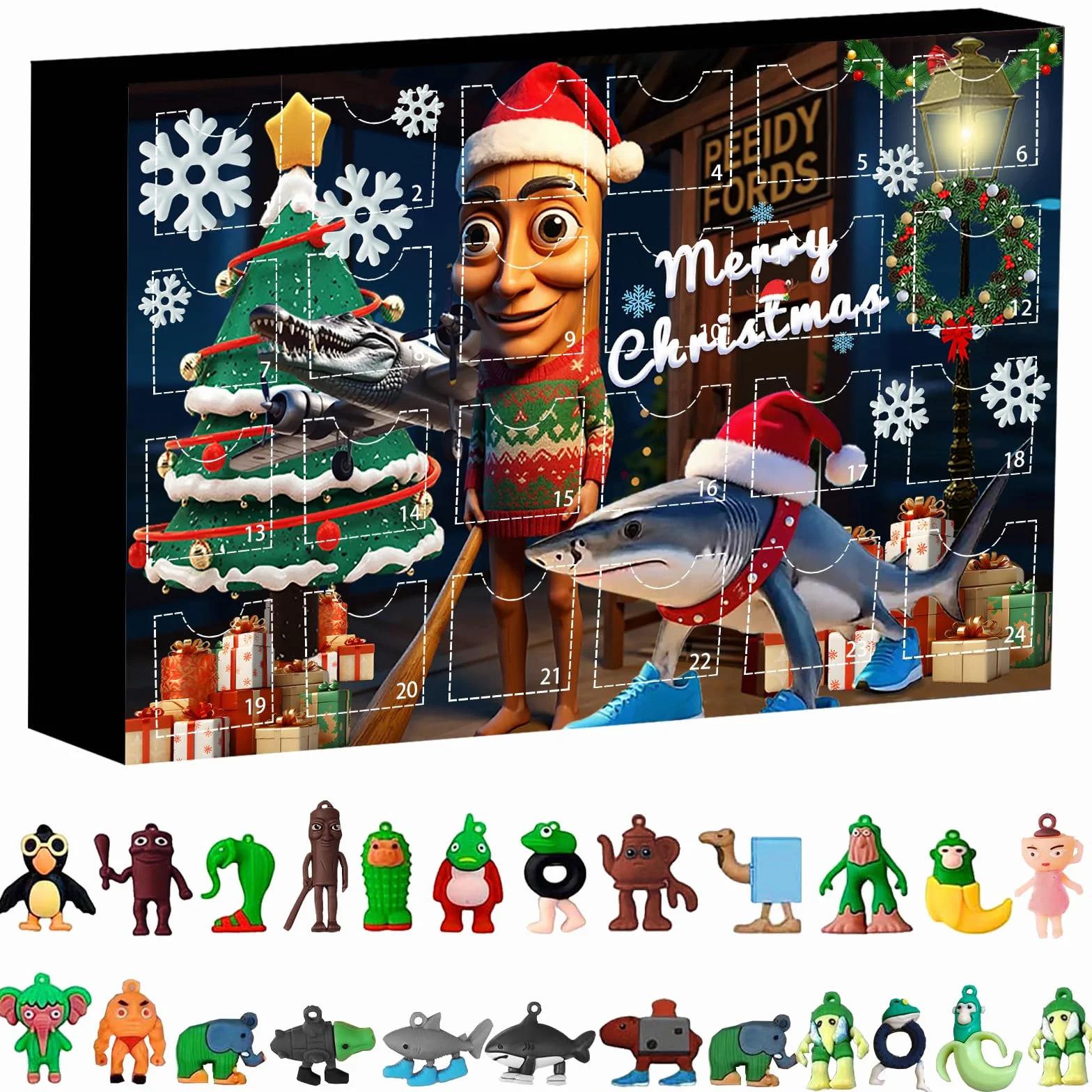 LUKIUP 2025 Italian Brainrot Pendant Advent Calendar Tung Tung Sahur Tralalero Tralala Figure Unique 24 Days of Surprises Gifts Box Italian Brainrot Figures Holiday Advent Calendar Oranaments Set