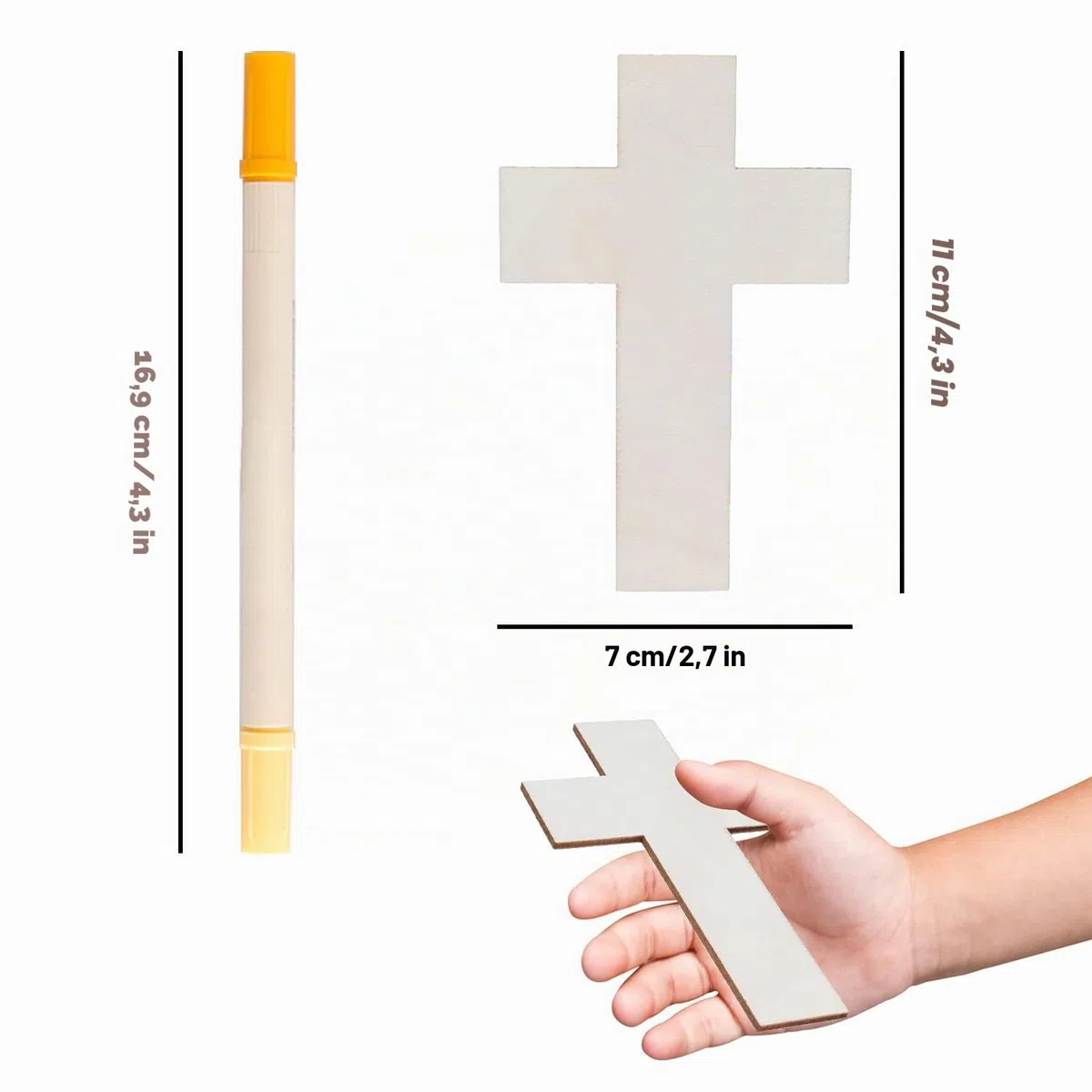 36 Piezas de Adornos de Cruz de Pascua de Madera, Chip de Madera Hecho A Mano Graffiti Pintura Decorativa Kits de Manualidades para Bricolaje para Mesa de Comedor Familiar Fiesta (7x11cm/2.7x4.3in)