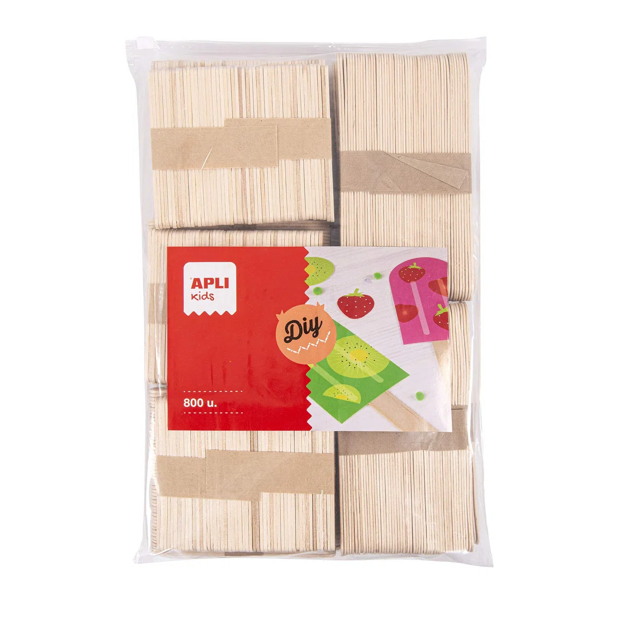 APLI Kids 17454 - Palos polo de madera natural tamaños surtidos 800 u. formato MAXI