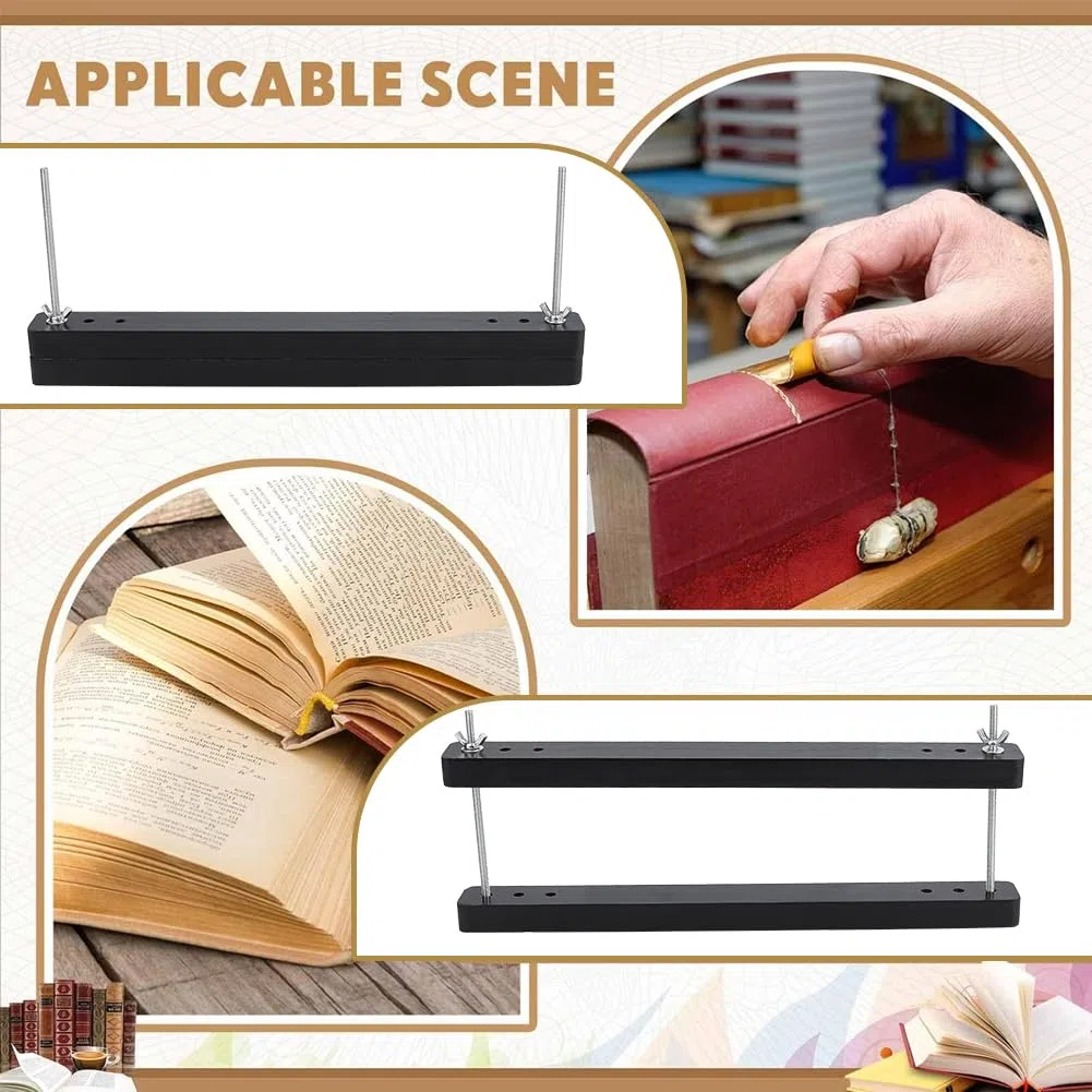 BENECREAT Prensa de Encuadernación de Libros de Madera, Prensa de Encuadernación Rectangular Negra de 380x37.5mm para Encuadernación Artesanal, Prensa Manual de Papel