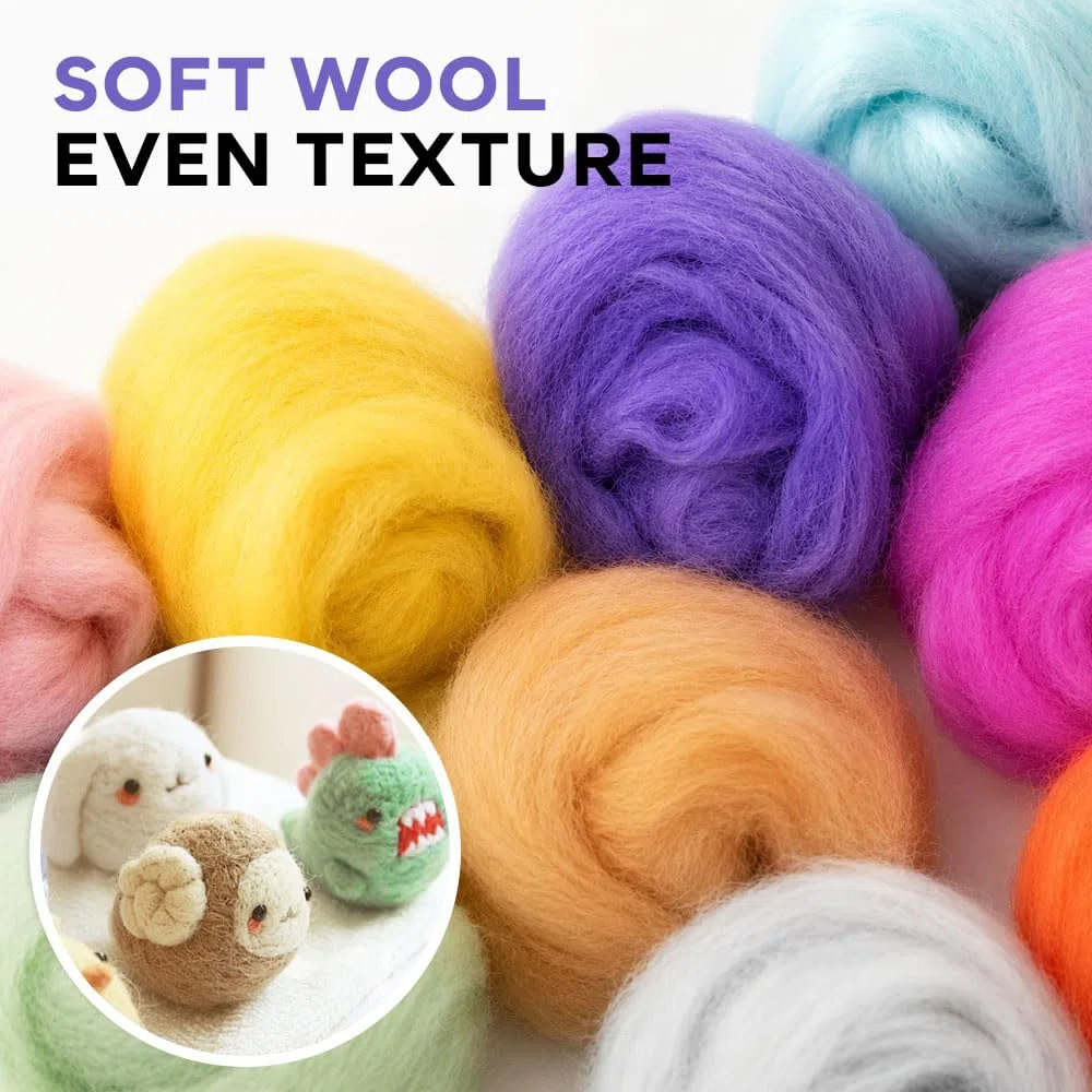 36 Colores Fieltro de Lana para Manualidades 108 G,Lana Cardada Natural, Kit de Fieltro de Aguja,Fieltros Seco y Húmedo,Lanas Fieltros Tejer Principiantes,Fieltroes Hechos a Mano para Niños, DIY