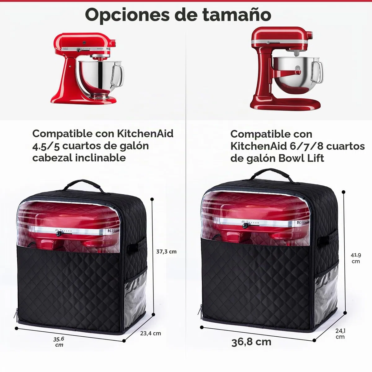 BAGSPRITE - Funda para batidora amasadora de Pedestal, Compatible con la batidora KitchenAid, Almacenamiento para Modelos de Vaso de 4,25/4,7 litros, Bolsillos Laterales para Accesorios de Cocina