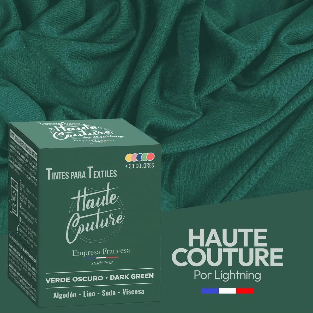Haute Couture - Tinte para Ropa y Textil Verde - Verde Oscuro - 350g - Tinte Textil Todo en uno - Listo Para Teñir Ropa y Tejidos