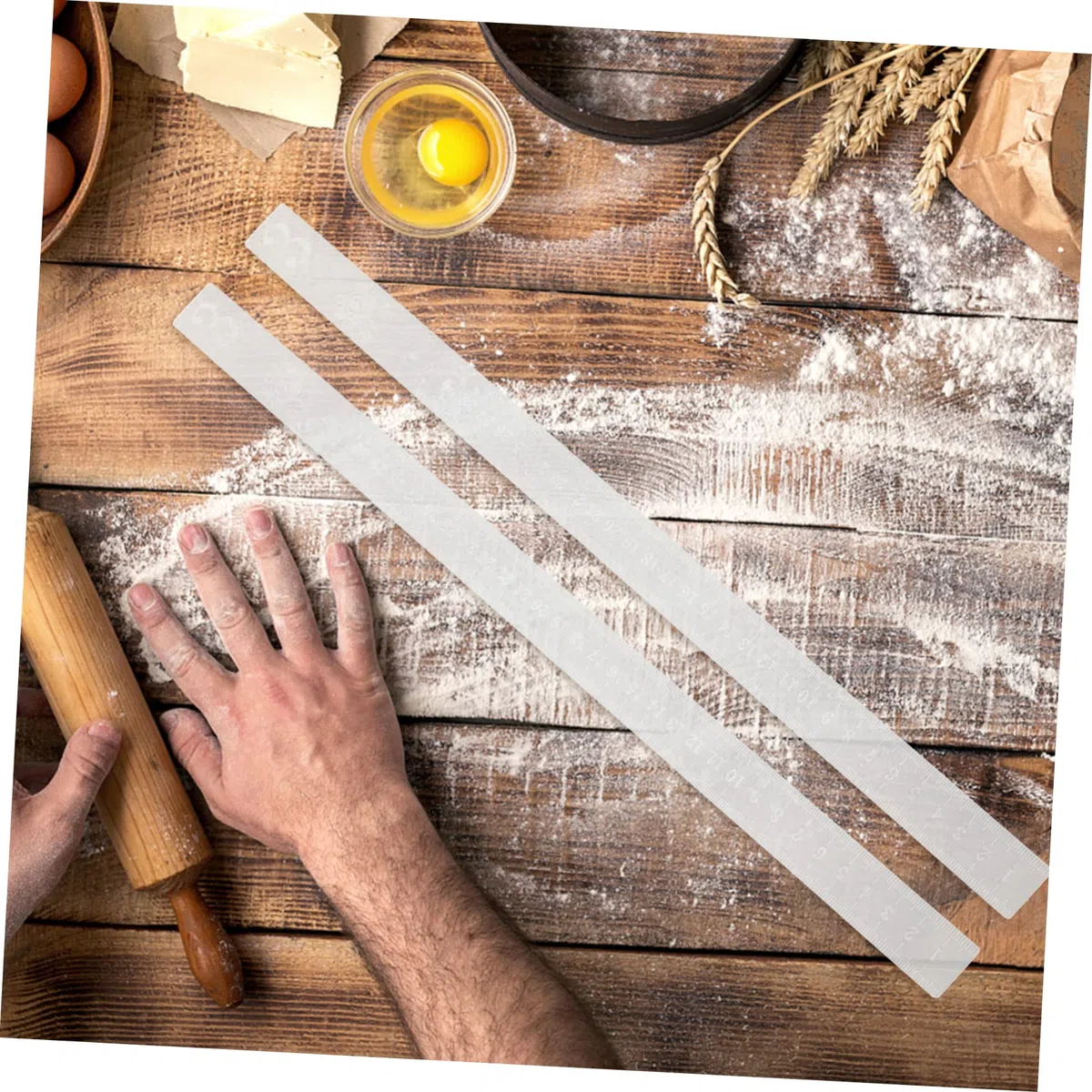 HOMSFOU 2 Piezas Balanza De Galletas Rodillo De Pastelería Rieles De De Masa Palitos Para Hornear Regla Para Hornear Galletas De Guías De Pan Arcilla Acrílico Herramienta Para Hornear Mini