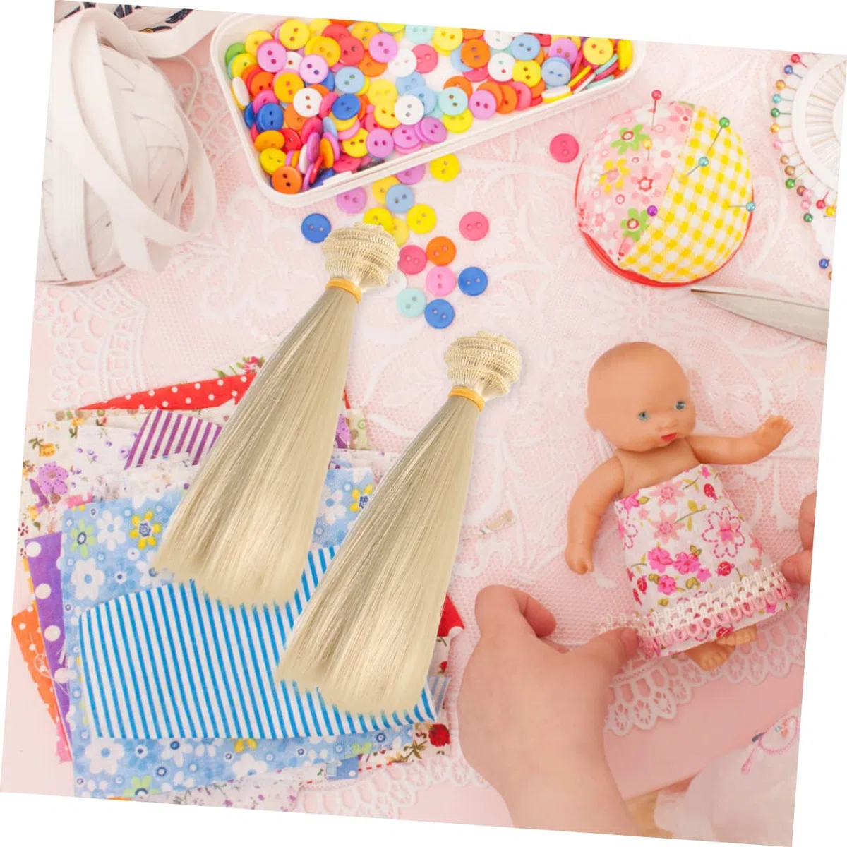 Peluca de Muñeca DIY de Pelo Liso 5 Piezas 15 Cm Resistentes al Calor para Manualidades Niñas Peluca Recta Caqui Oscuro Fácil de Usar para Muñecas