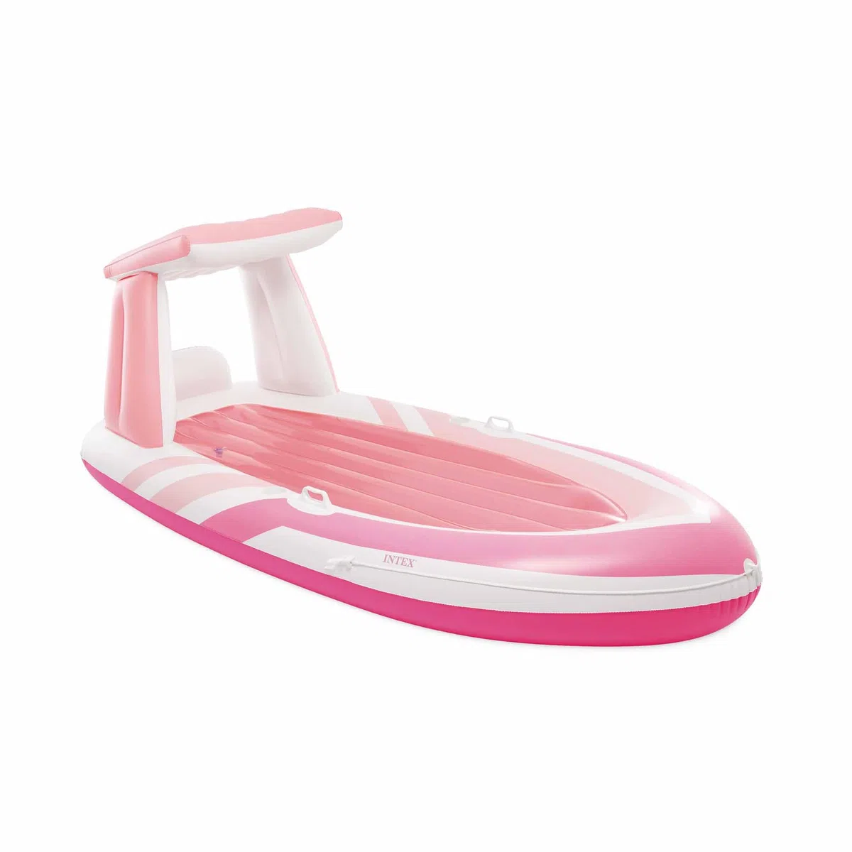 Intex Colchoneta Hinchable Pink Paradise con Parasol y Porta Bebidas, 244 x 119 x 97 cm, Asas de sujeción y Cuerda de Seguridad perimetral, Vinilo Resistente, Incluye Parche, Máx 100 kg, +14 años