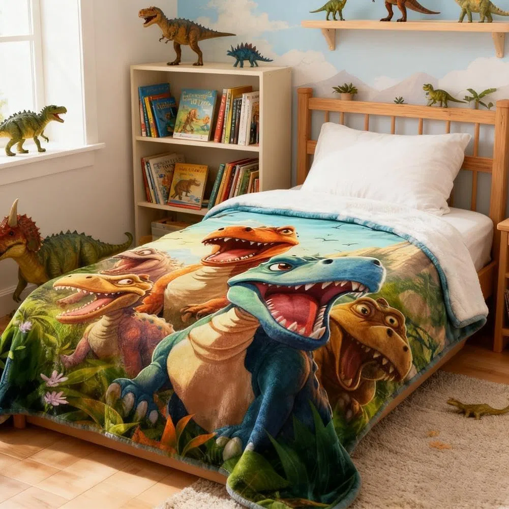 Manta de franela de dinosaurios sonrientes de Navidad, impresión digital HD, con diseño de dinosaurio, franela suave y ligera B