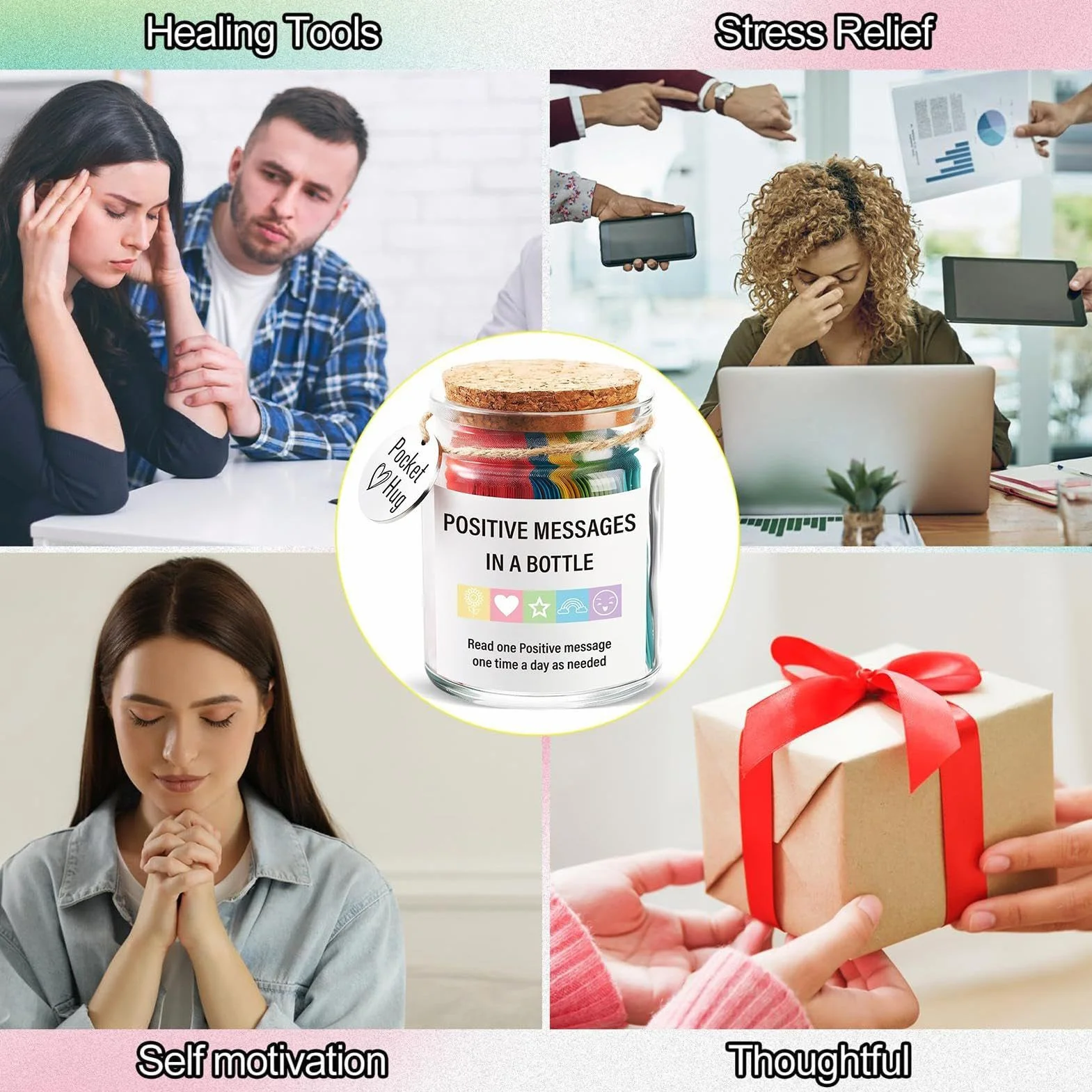 Frases Motivadoras En Botella - Frascos Con Frases Positivas - Frascos Con Afirmaciones Diarias Para Apoyo Emocional De Mujer, Hija, Novia O Hermana