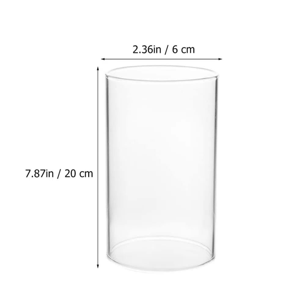 Garneck Cilindro de cristal sin base, 6 cm de diámetro, para interior y exterior, transparente, portavelas de 4 unidades, 20 x 6 x 6 cm, de cristal, para fiesta, hogar, banquete, al aire libre