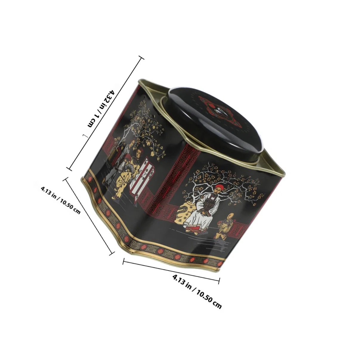 Alipis Caja Metálica Vintage para Almacenamiento de Snacks y Té Suelto, Lata de Hojalata Negra con Tapa, Diseño Ondulado Irregular y Uso Multifuncional para Organización Conveniente