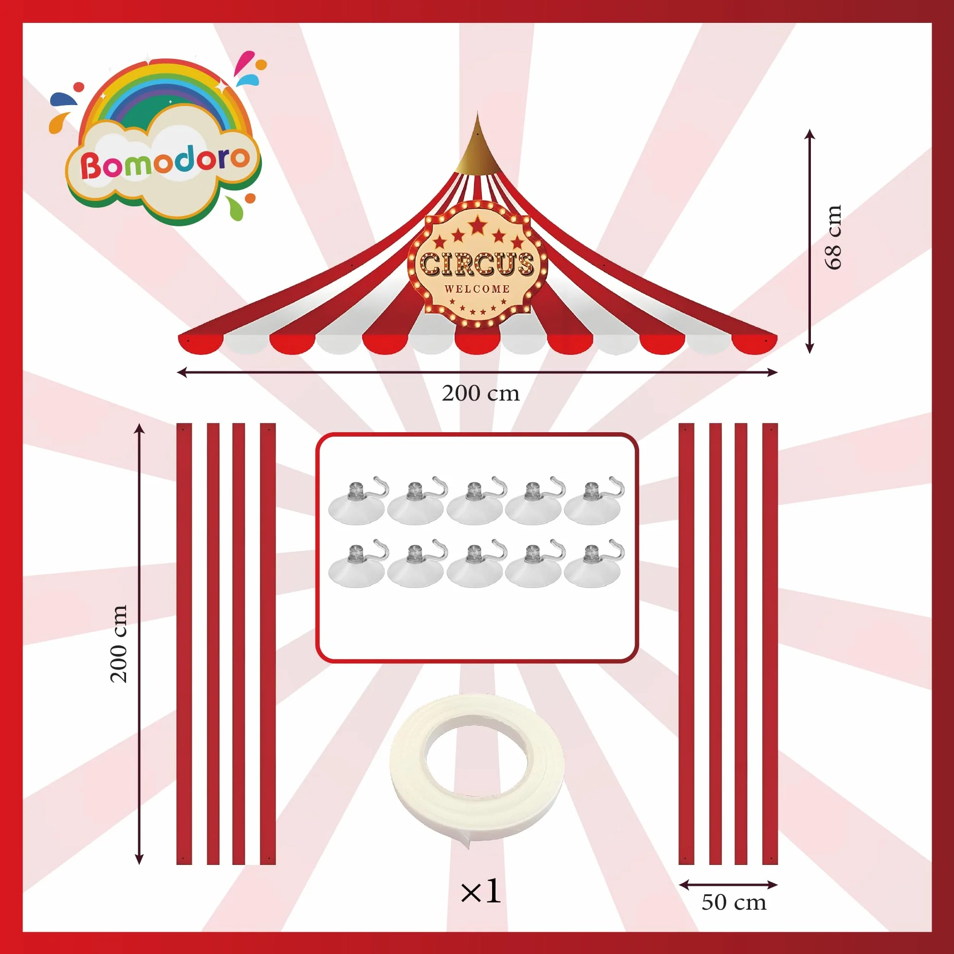 Home Decoration Decoracion cumpleaños Circo Fiesta para Pared Interior. Adorno Pared para photocall 2m Largo