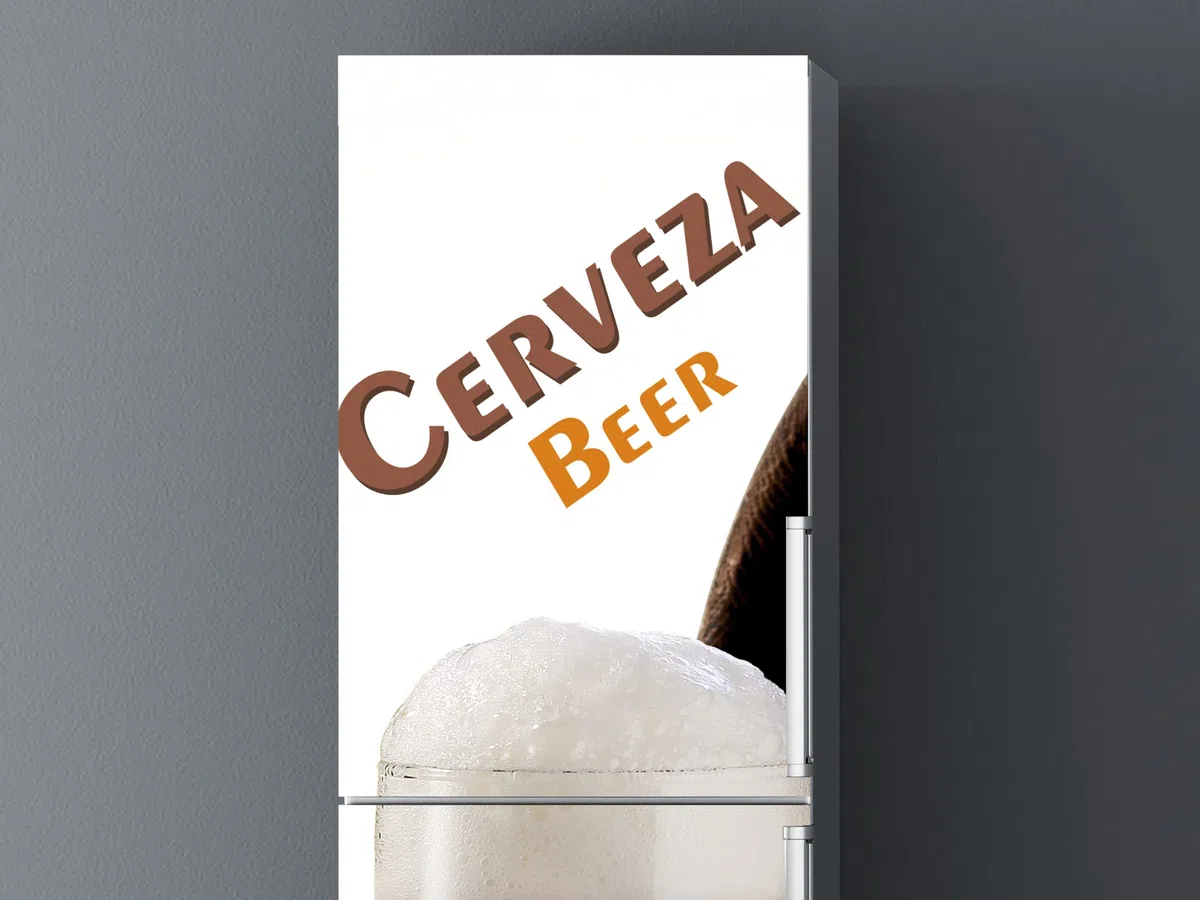 Pegatinas Vinilo para Frigorífico Caña cerveza | Varias Medidas 185 x 60 cm | Adhesivo Resistente y de Fácil Aplicación | Pegatina Adhesiva Decorativa de Diseño Elegante