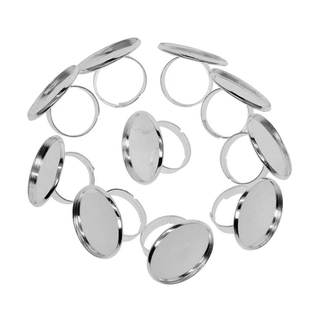 Fornituras en Ajustable 10x para Cabujón de 25 Mm, Blanco dorado, tal como se describe