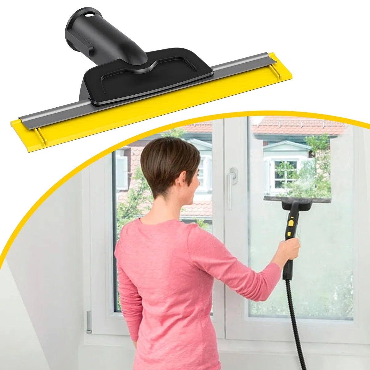 Boquilla de ventana para limpiador de vapor Karcher, accesorio de limpieza de vapor para Kärcher SC1 SC2 SC3 SC4 SC5 SC7, limpiacristales sin rayas de espejo cristal azulejos ventanas (amarillo)