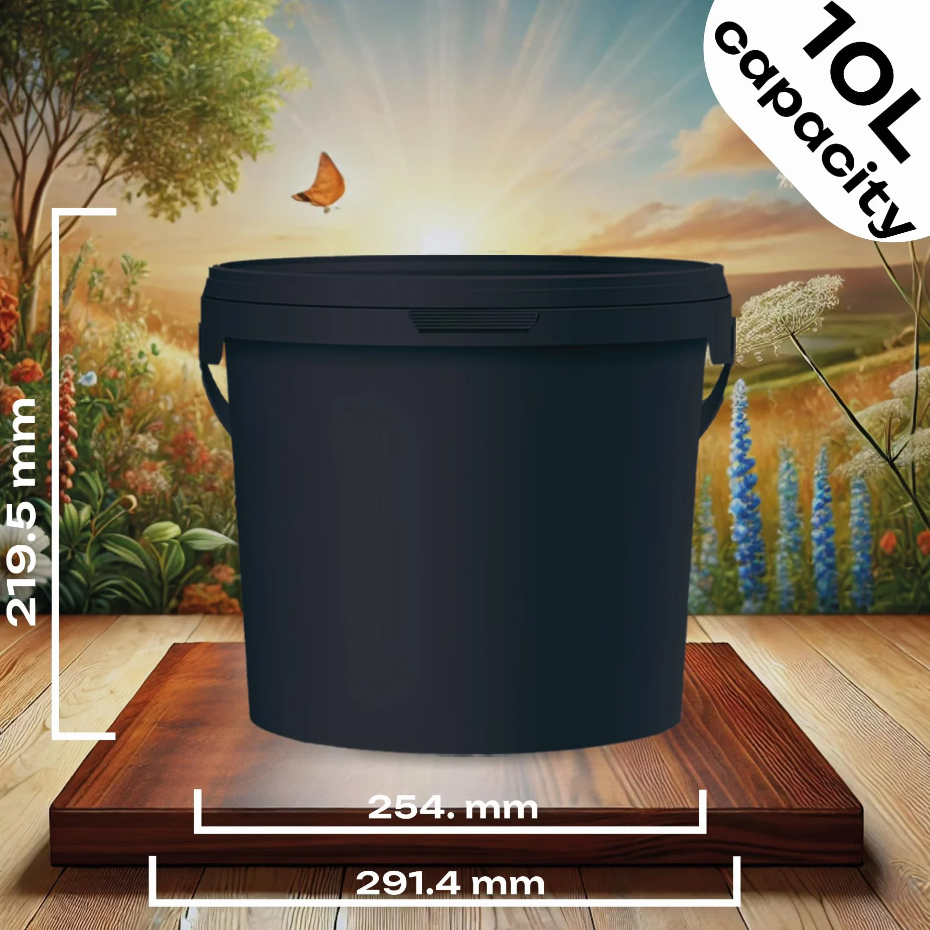 POSH Cubo con tapa, 3 x 10 l, apto para alimentos, color negro, con asa, a prueba de olores, herméticos y a prueba de fugas, de plástico resistente