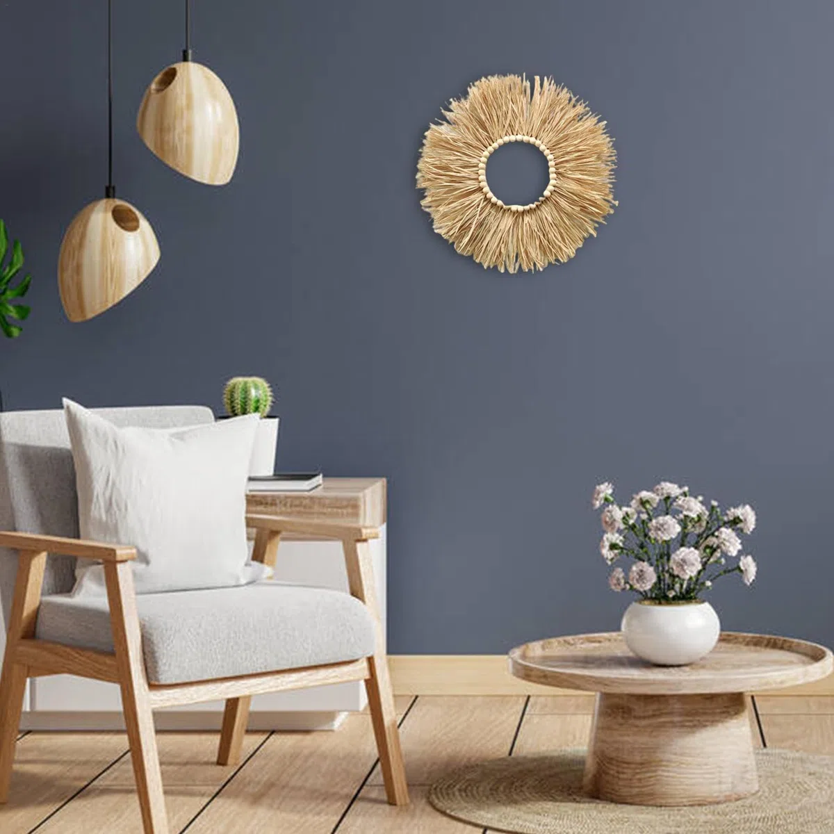 Colgante de macramé boho tejido | Decoración de pared de rafia – Tejido bohemio portátil con aspecto texturizado para colgar en la pared, regalo, amigo del festival