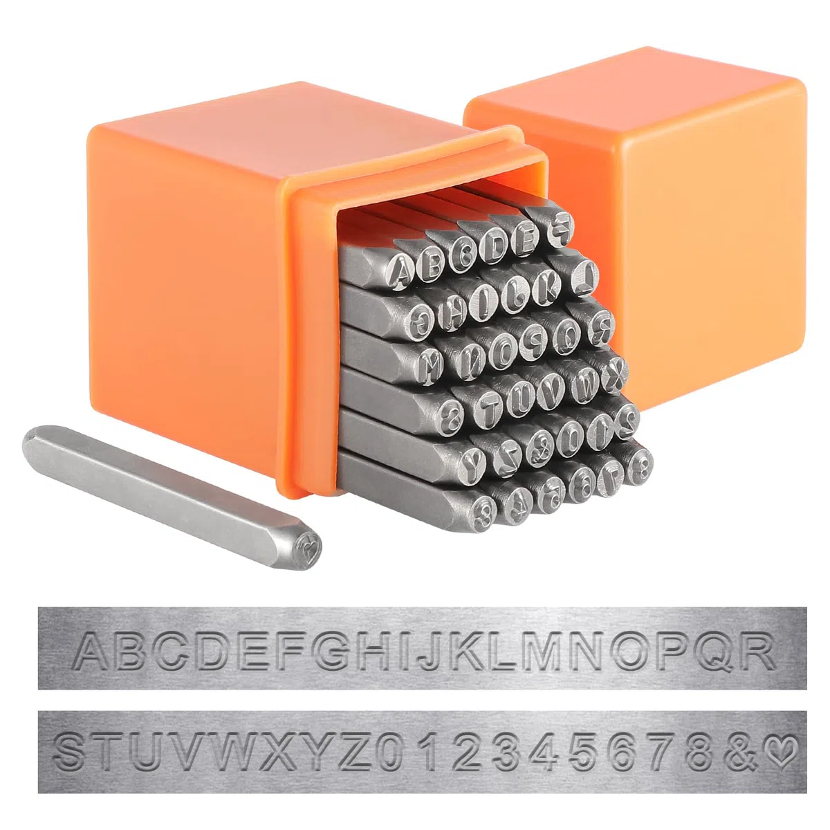 HSEAMALL Juego de 37 sellos de números y letras, letrero de 3 mm (A-Z 0-9 y símbolo de amor) para estampar metal, joyas, cuero, madera