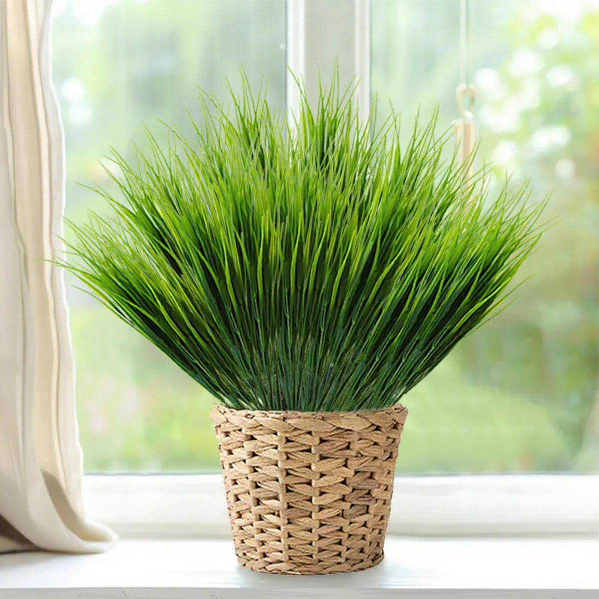 16 plantas de césped artificial, arbustos de trigo de imitación de 40 cm, plantas artificiales de hierba alta para decoración al aire libre, tallos de vegetación artificial para decoración