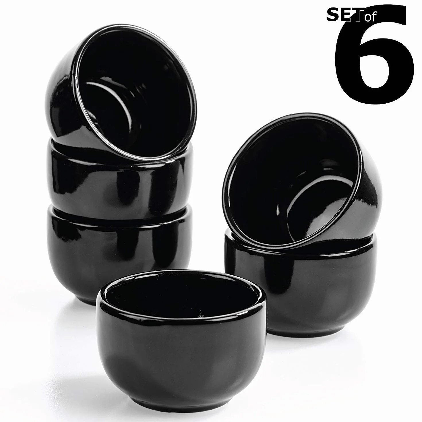 Urban Lifestyle cuencos para salsas set de 6 Kuro negro cuencos pequeños Ø 6 x 4 cm gres cuencos aperitivos cuencos sushi y cuencos para soja