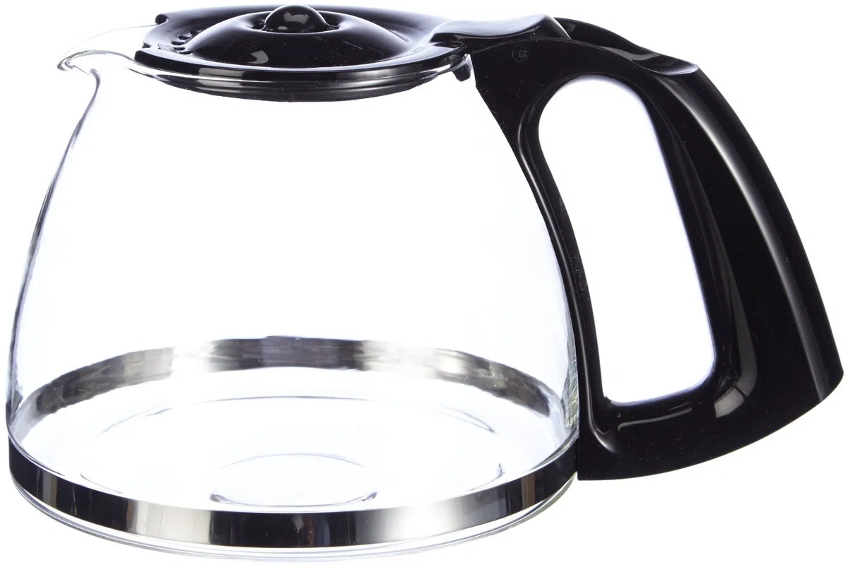 Moulinex FH900110 - Jarra con tapa y sistema antigoteo, cristal, negro/transparente, 1,25 litros, para cafeteras con filtro Subito (FG110800 y FG110510)