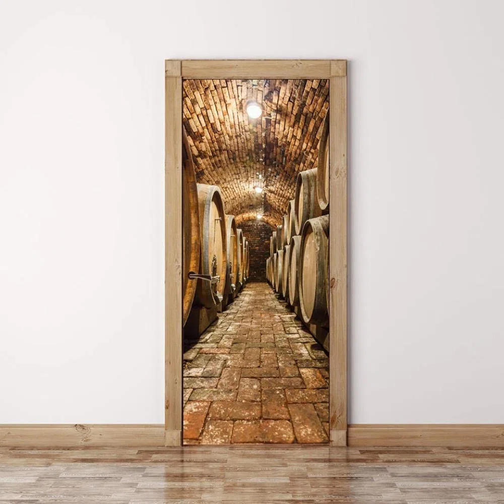 Papel Pintado Puerta 95X215Cm 3D Pegatina Paredes Autoadhesivo Bodega Subterránea Mural Extraíble Vinilo Adhesivo De Pared Arte Decoración Del Hogar Para Sala De Estar Póster Decoración
