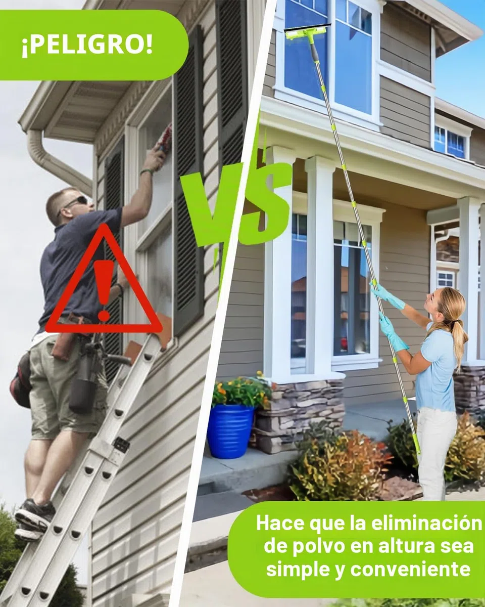 Secador de ventanas de 3,6 m, herramientas de limpieza de vidrio extensibles de 12 pies con escobilla de silicona y limpiador de microfibra, kit profesional de limpieza de ventanas para espejos de