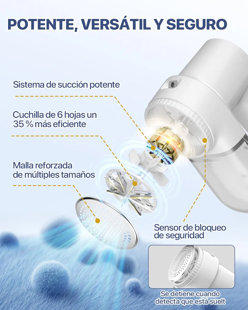 Quitapelusas Electrico, [2000mAh Recargable] [Pantalla de Iluminación] Homtronics Quita Pelusas con 4 Cuchillas, 3 Velocidades, Pantalla LCD, Eficiente Quita Bolas Ropa para Ropa y Muebles (Blanco)