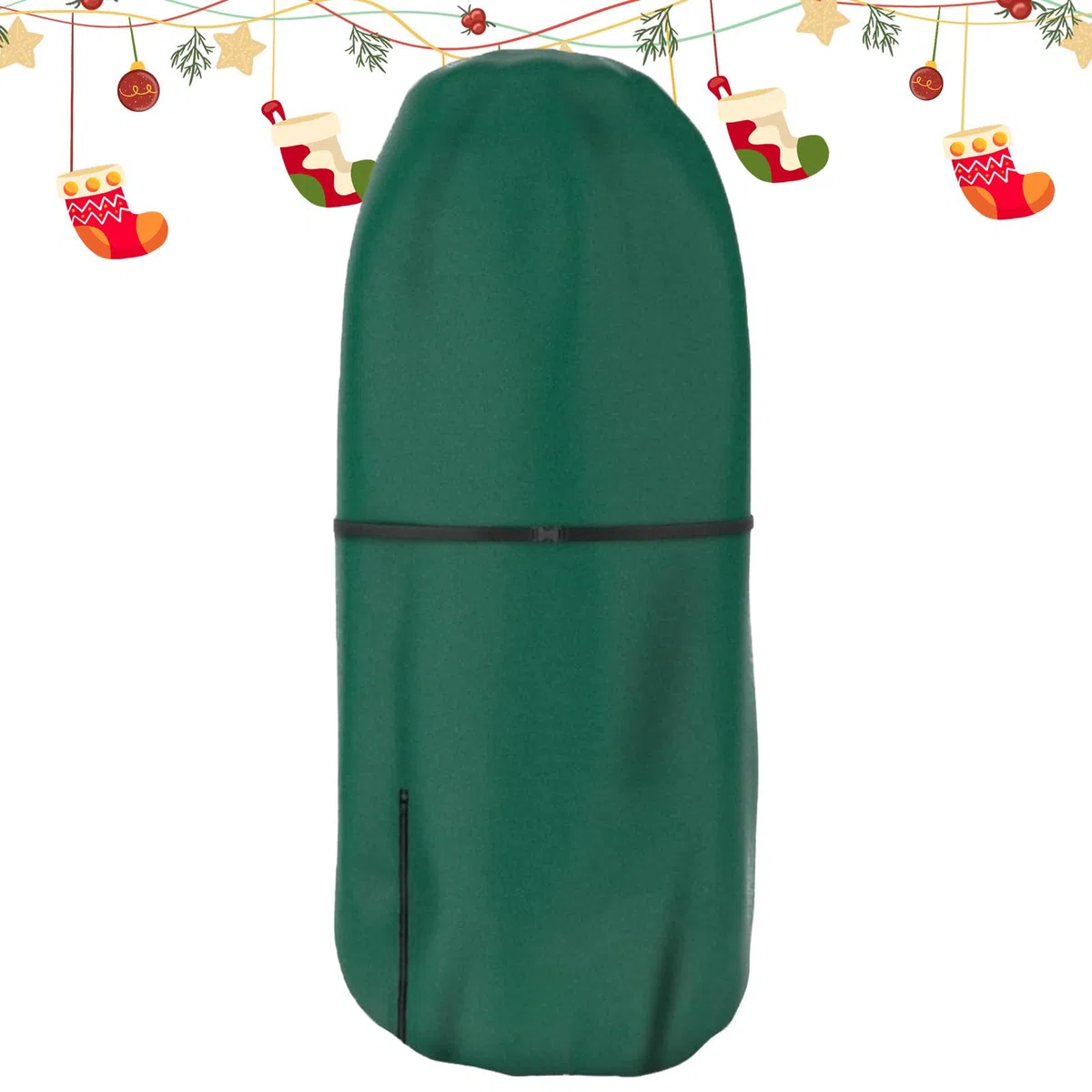 Bolsa para árbol de Navidad, funda de inserción plegable, soporte de temporada interior, bolsa de cierre compacto, correas de agarre duraderas, con escudo fuera de temporada para limpieza de abeto