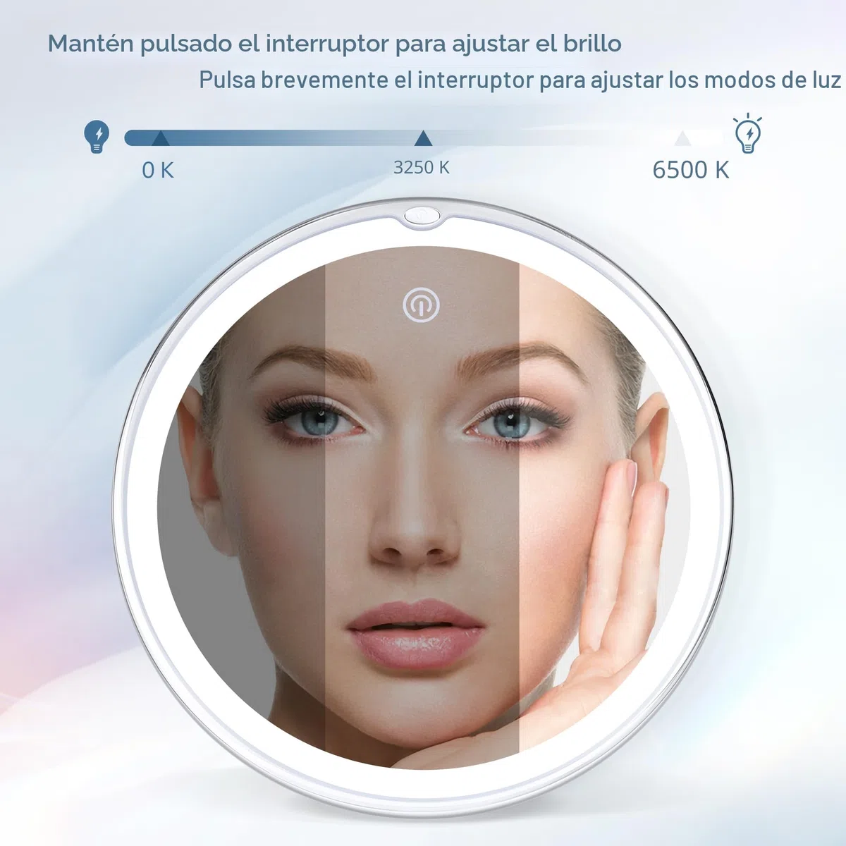 MIYADIVA Espejo de Aumento con Luz 30X, Espejo de Maquillaje de Aumento 30X para Maquillaje de Precisión, 3 Modos de Colores y Brillo Ajustable, Espejo para Baño 8 Pulgadas