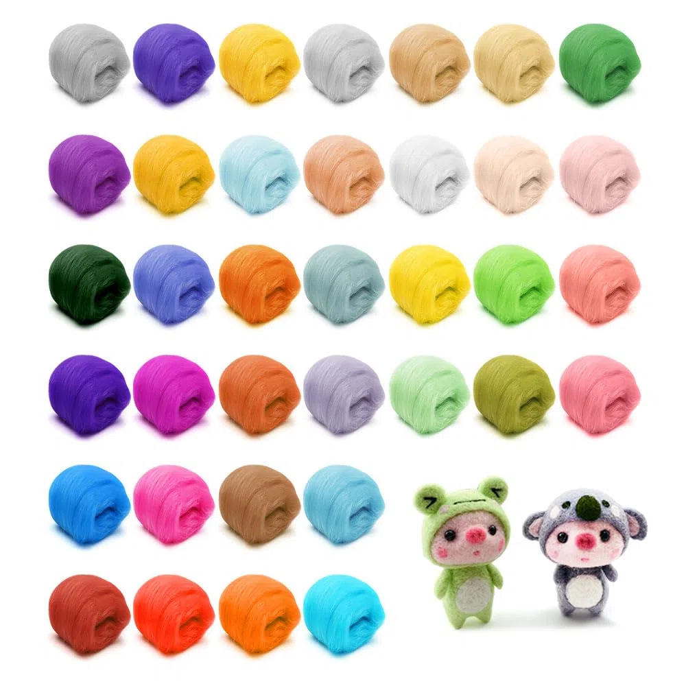 36 Colores Fieltro de Lana para Manualidades 108 G,Lana Cardada Natural, Kit de Fieltro de Aguja,Fieltros Seco y Húmedo,Lanas Fieltros Tejer Principiantes,Fieltroes Hechos a Mano para Niños, DIY