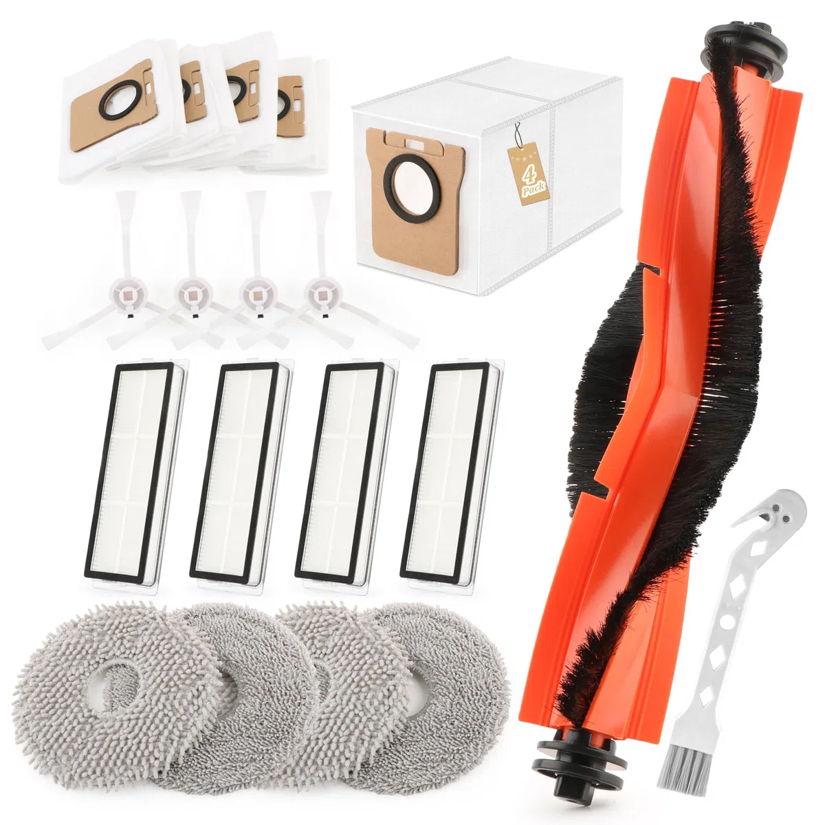 Repuesto Accesorios para Xiaomi X20+/X10+ Plus Acessórios para Dreame L10s Ultra/L10 Ultra/ con 1 Cepillo Principal Rojo,4 Cepillo Lateral,4 Bolsas Polvo/4 Filtro Hepa/4 Paños Fregado /1 Cepillo