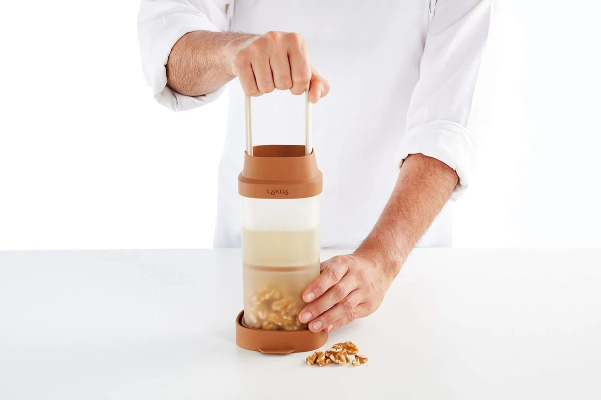 Lékué Recipiente para elaborar bebidas vegetales caseras, Marrón, 1000 ml
