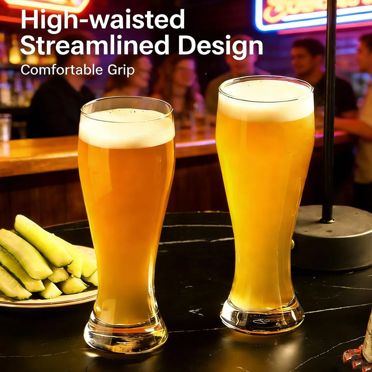 GOMETY Juego de 2 vasos de cerveza de 700 ml, transparentes de 0,7 l, juego de vasos de cerveza, material de cristal, vasos de trigo, sin BPA, para camping, bar, hotel, restaurante, regalo para