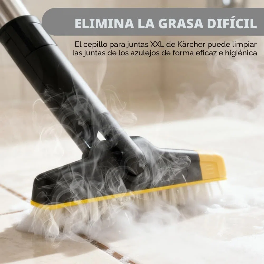 Kärcher XXL - Cepillo para juntas de vapor con articulación flexible y serie de cepillos intercambiables, limpieza higiénica de juntas de cemento, juntas de baldosas, encimeras de cocina y paredes