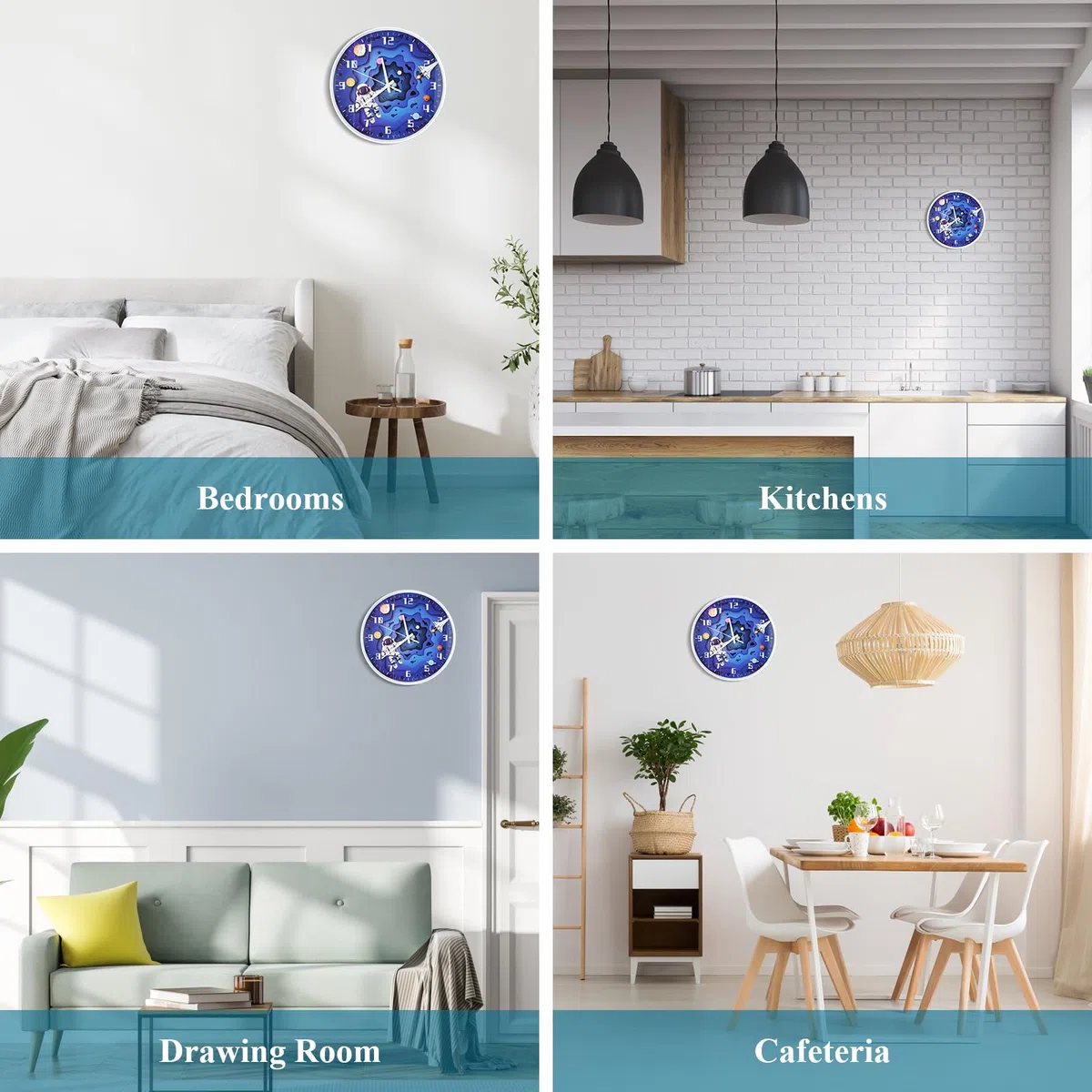 Jinlaili Reloj de Pared Silencioso 30 cm para Niños, Reloj De Pared Sin Ruido De Tictac, Reloj De Aprendizaje, Reloj Infantil, Reloj De Pared Moderno para Niños y Niñas, Habitación Infantil, Salon