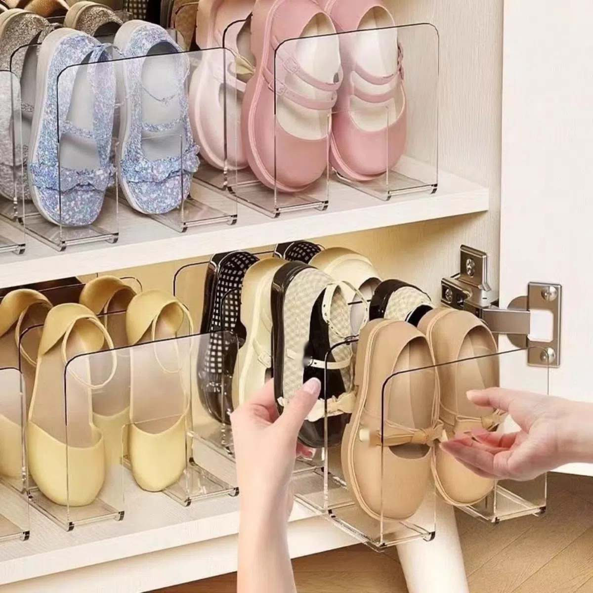 Genérico Zapatero para niños, Paquete de organizadores de Zapatos, Organizador de Zapatos de acrílico, Almacenamiento de Zapatos de 4 Secciones para niños para Entrada de Armario