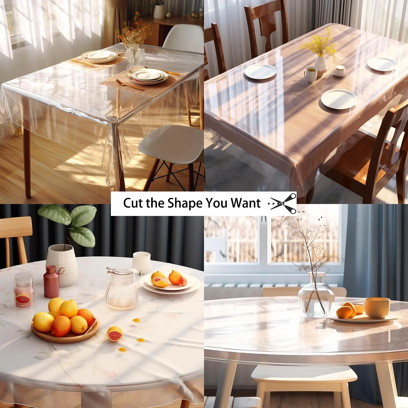 Mantel PVC Transparente, 80x160CM Mantel Transparente Mesa Rectangular, Mantel PVC Transparente, Mantel Plastico Transparente, Protector de Mesa Cocina, Lavable, Impermeable y Antibacteriano