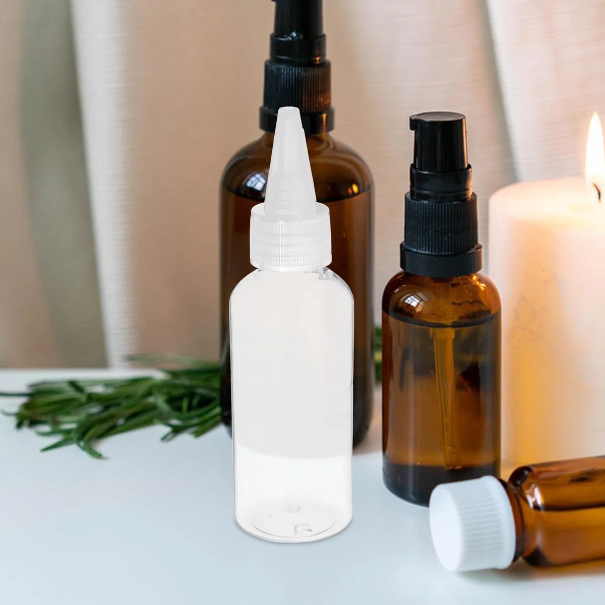 30 Botellas de Plástico Reutilizables de 60 Ml con Boca Puntiaguda, Exprimibles y Portátiles para Dispensar Lociones y Condimentos Líquidos