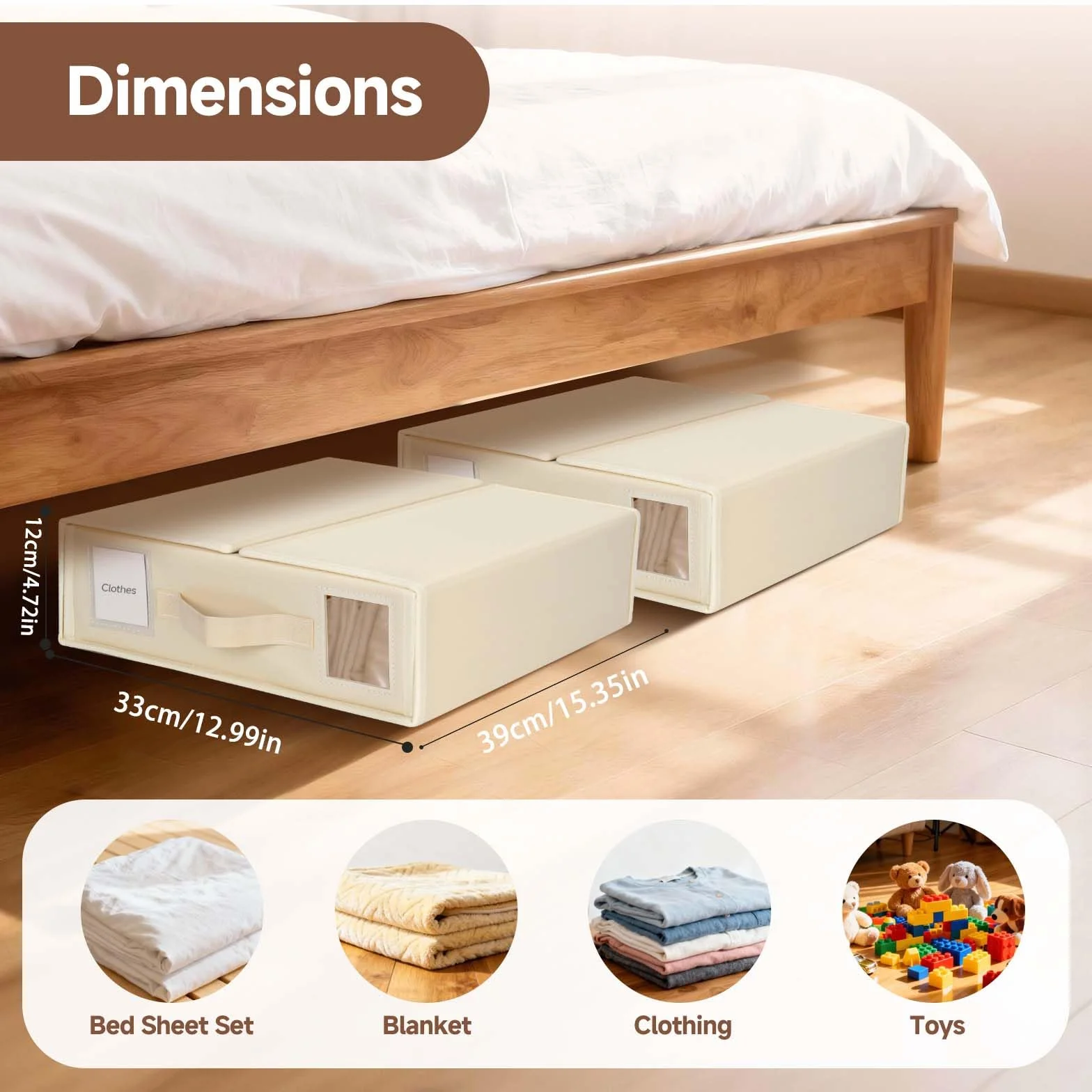 3 Piezas Caja Organizador Sabanas Armario, Bolsas Grandes De Almacenaje Para Sábanas Plegables, Organizador Armario Ropa Para Guardar Debajo De La Cama O En Un Cajón, Beige