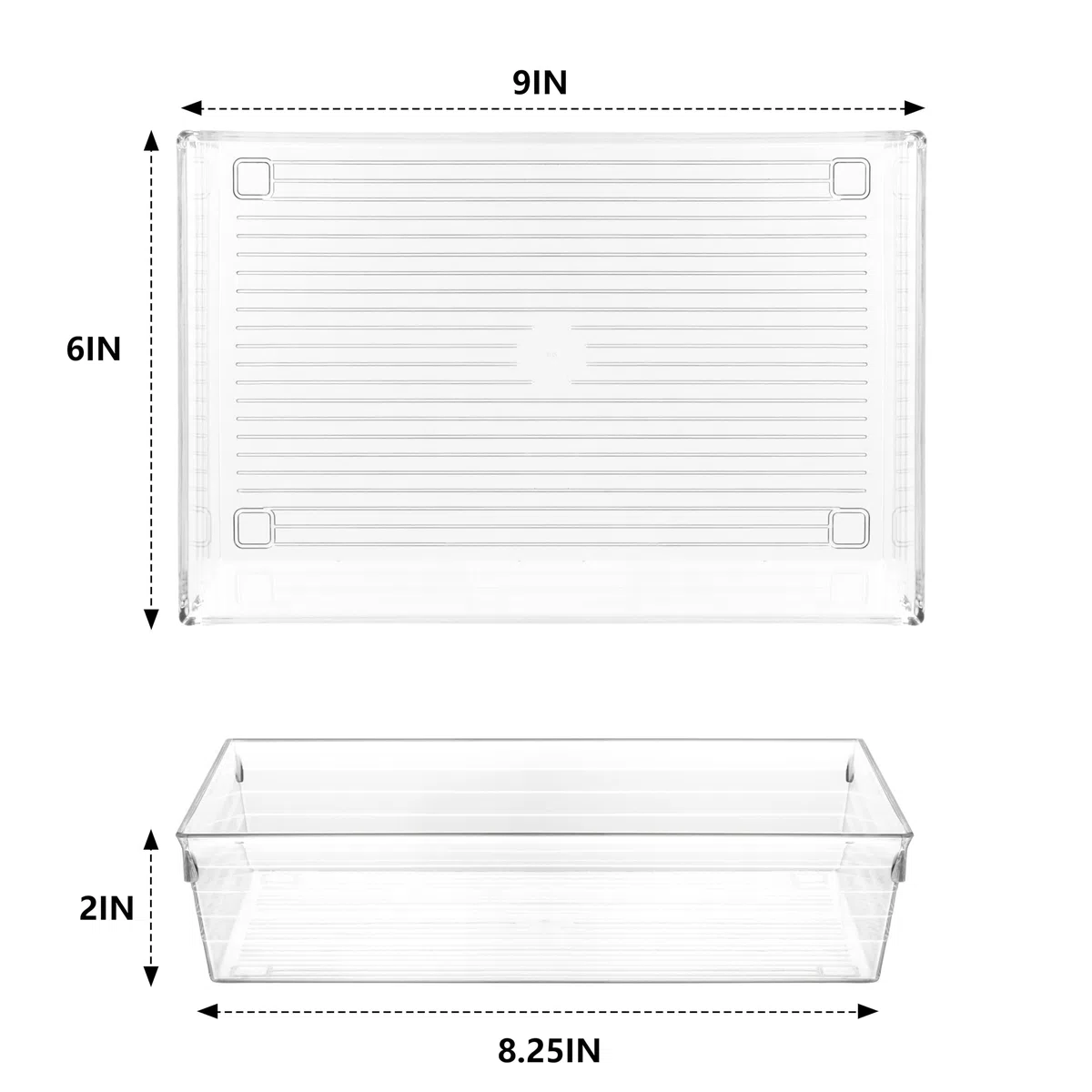 Bandeja organizadora de plástico transparente para gabinete de vanidad (4 x 16 x 2 cm) para oficina, baño y maquillaje