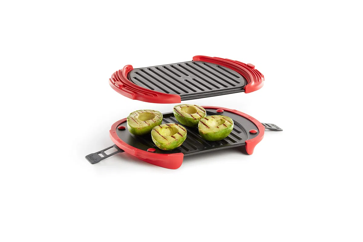 Lékué Parrilla/Grill especial para cocinar en microondas, Rojo/Negro, formato XL
