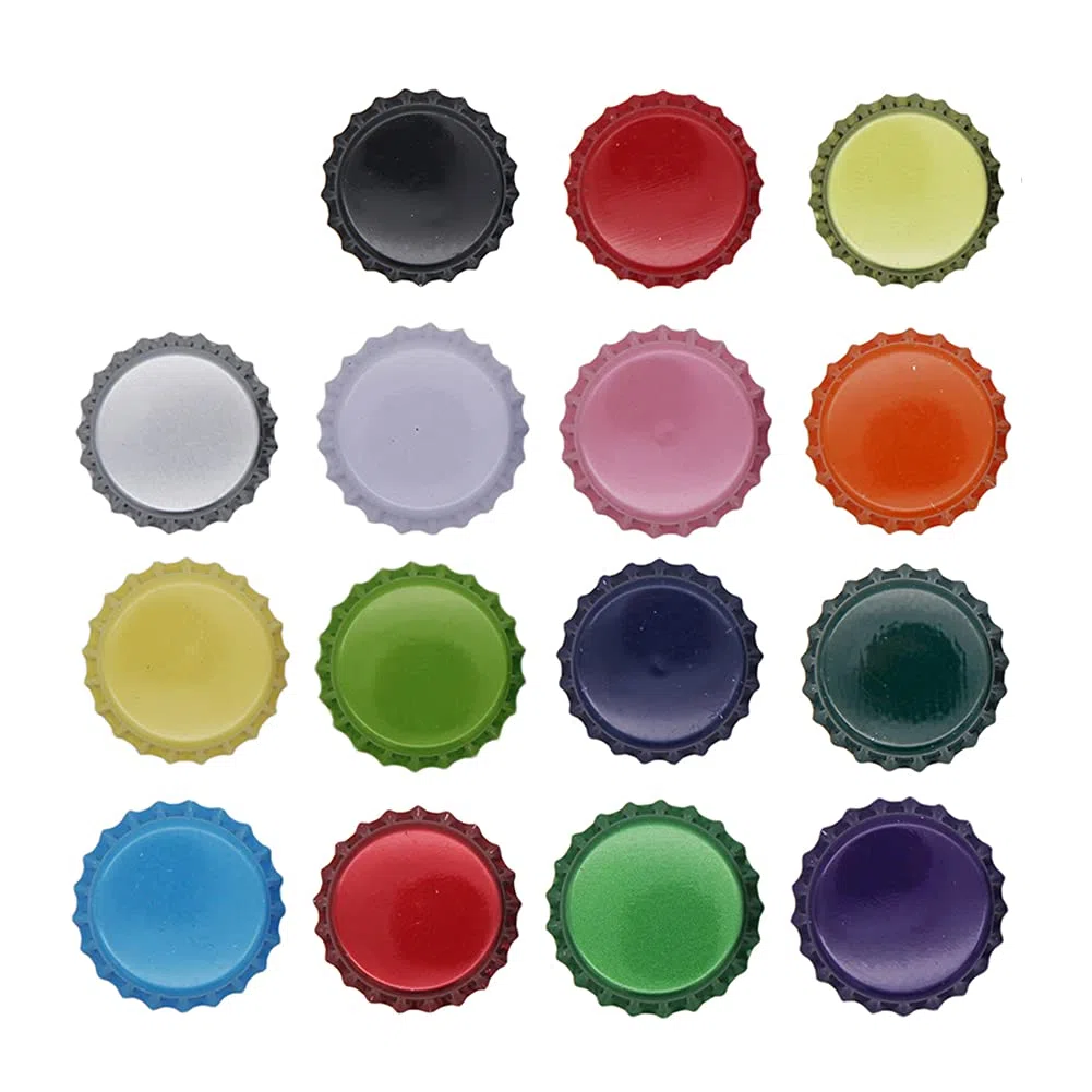 ARFUKA 75 tapas para botellas de cerveza, coronas absorbentes de oxígeno en 15 colores surtidos para elaboración casera