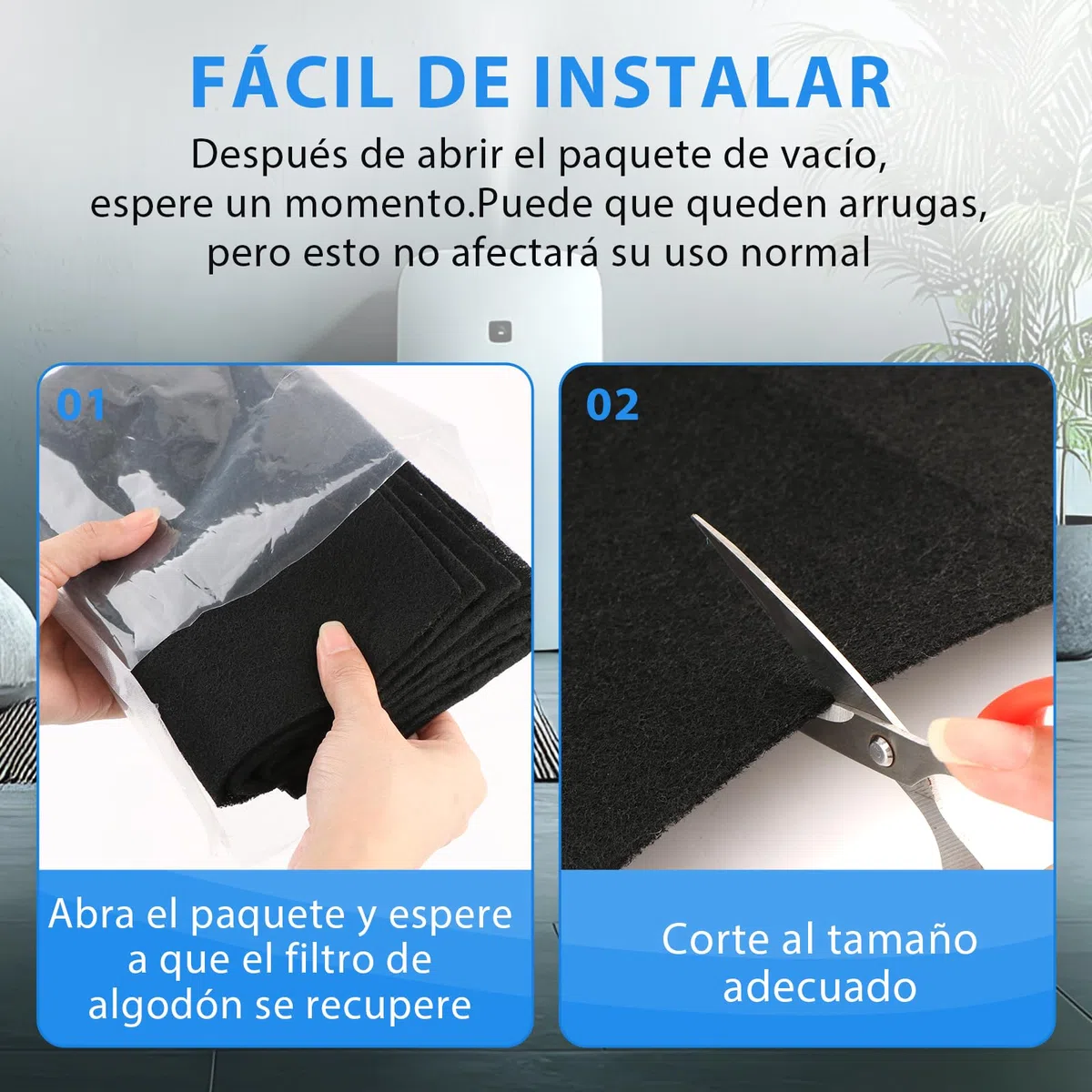 2X Almohadillas Filtros de Carbón Activado 1220 * 210 * 3mm Almohadillas de Carbono de Corte Filtros de Carbón Activado Universales Filtro Aire Acondicionado Filtro de Aire XXX
