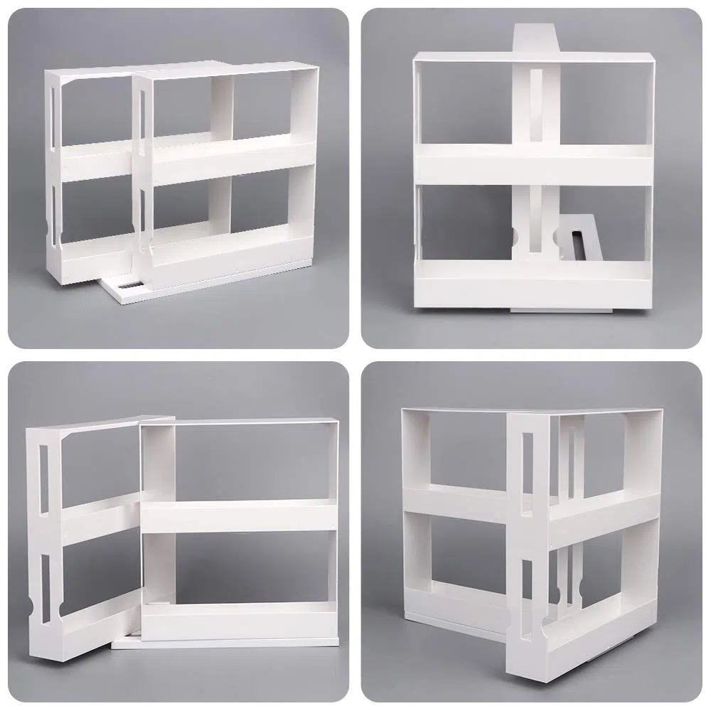 Estantería de especias giratoria, plástica, extensible, para cocina, cuarto de baño, encimera