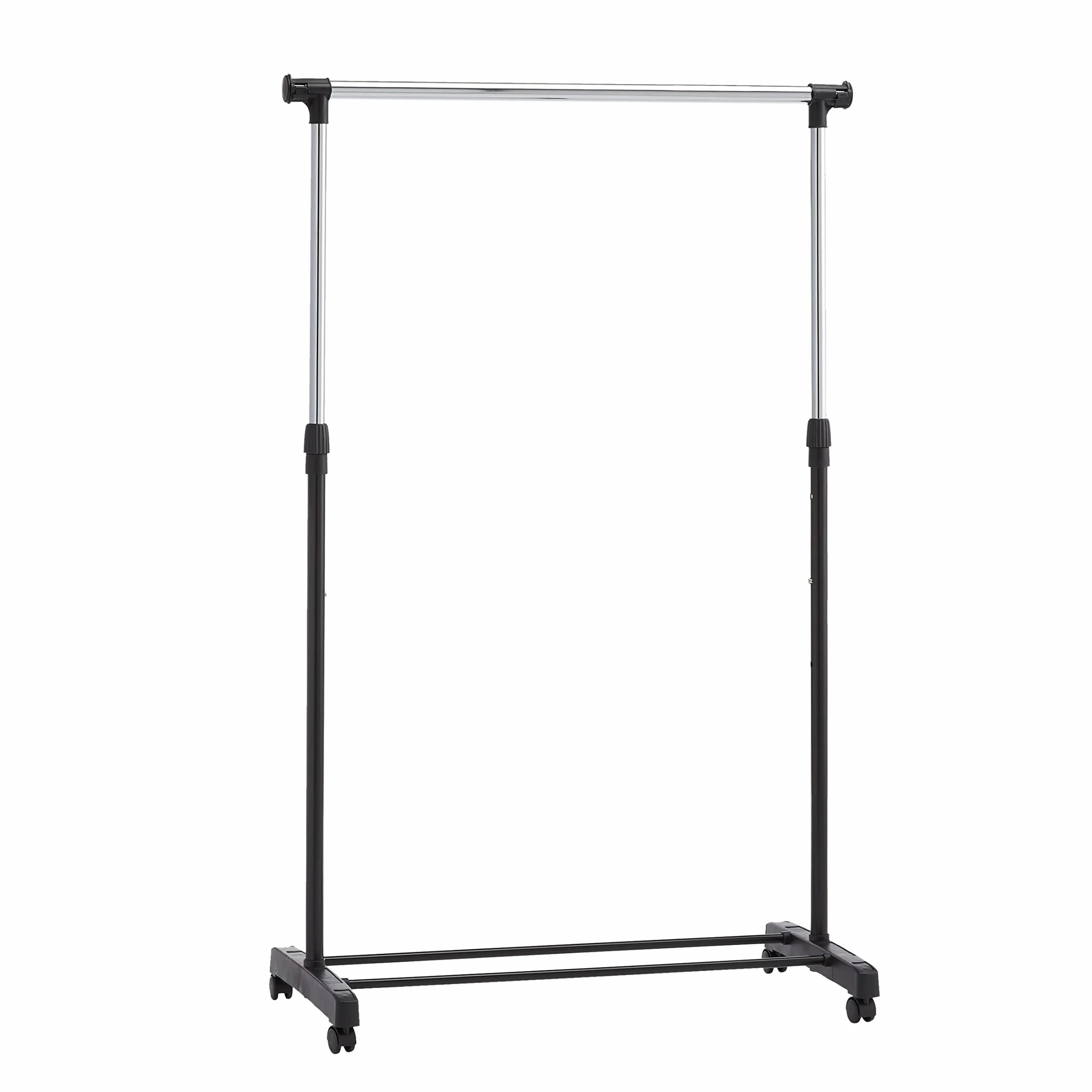 Amazon Basics Perchero de barra con ruedas, cromado, (91.5-145) x 42 x (134-161) cm (L x W x H)