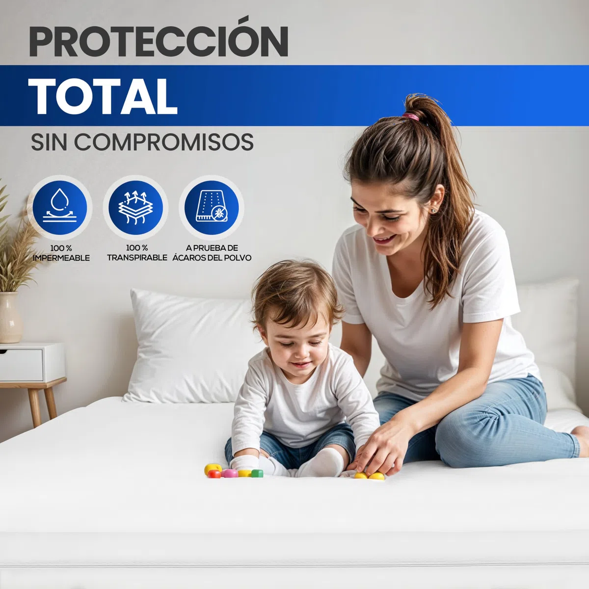 Utopia Bedding Funda de Colchón Impermeable (90 x 190 x 20 cm), Protector de Colchón con Cremallera, Antiácaros y Chinches Cubre Colchon, Blanco